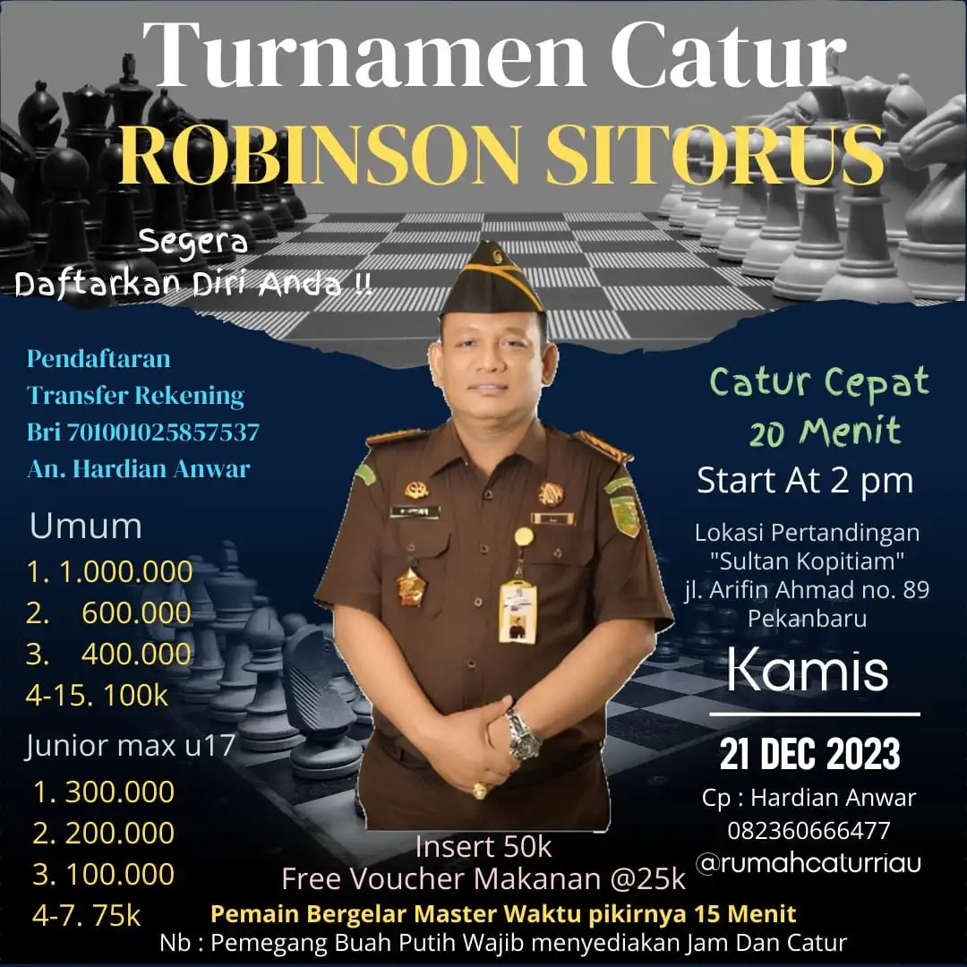 Memasuki Akhir Tahun 2023, Dr. Robinson Sitorus Gelar Turnamen Catur 