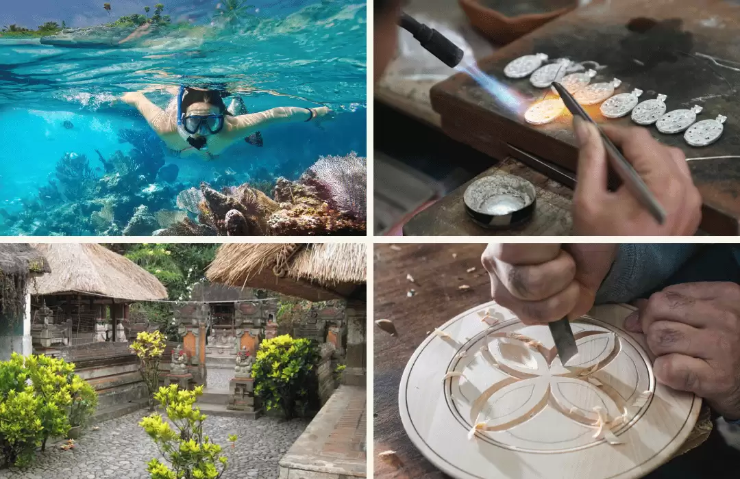 Blue Lagoon Snorkeling + Silver Gallery + Balinese House Confound + Wood Carving Activities