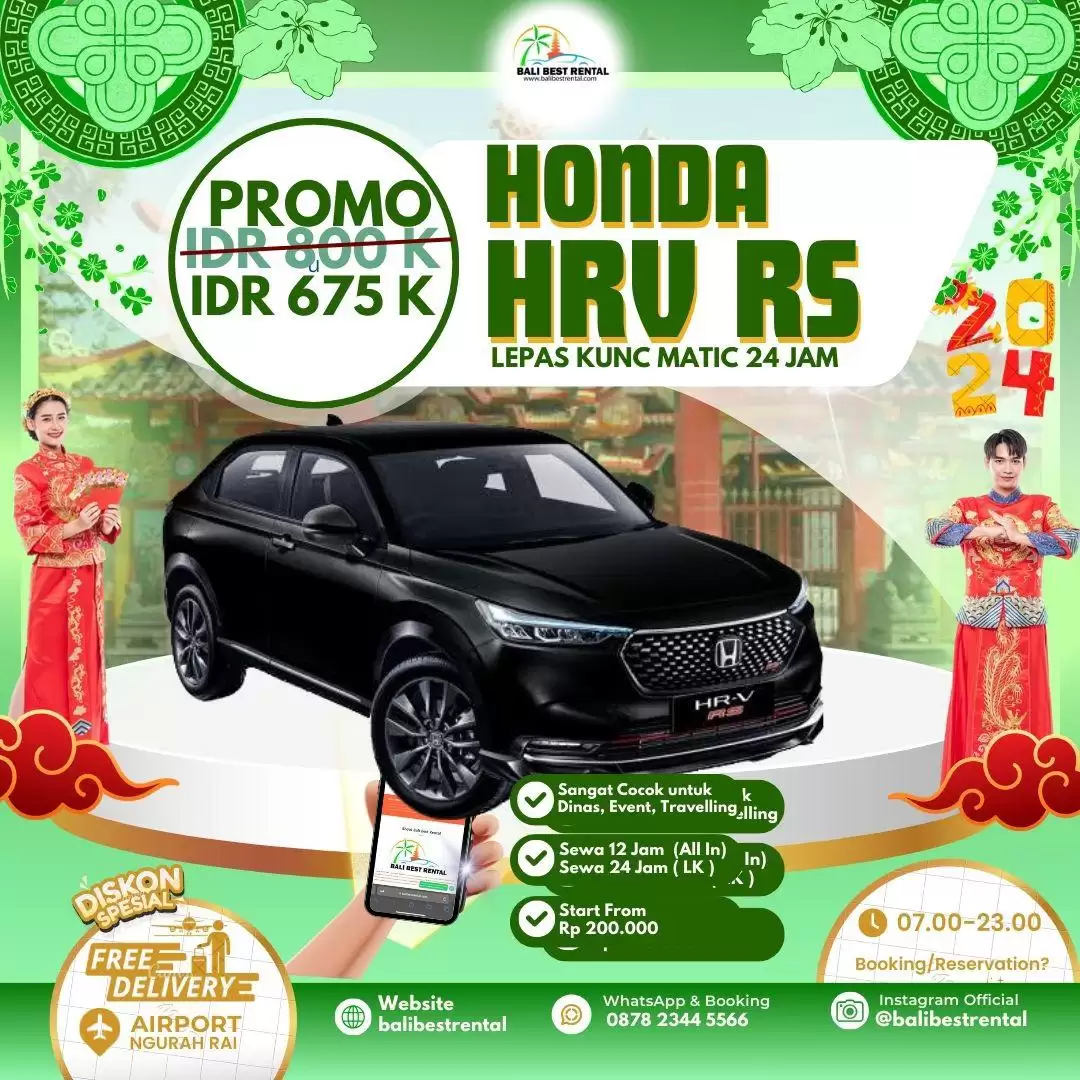 Sewa Mobil NEW HONDA HRV RS SUNROOF Lepas Kunci Di Bali Rp 675.000 24 Jam : Gratis Antar Jemput Airport Hotel- COD Kuta Seminyak Legian Jimbaran
