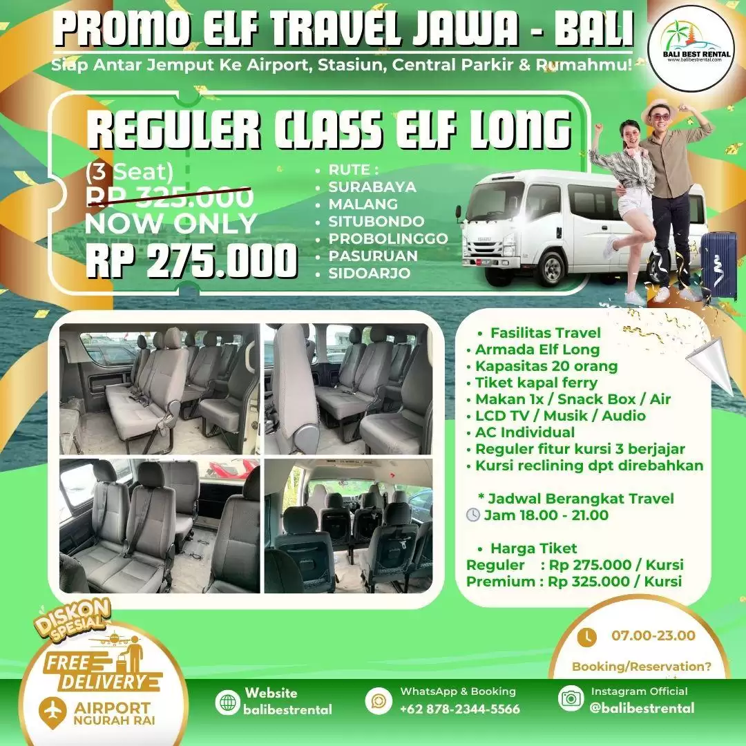 PROMO ELF TRAVEL RUTE BALI JAWA Rp 275.000 / Kursi