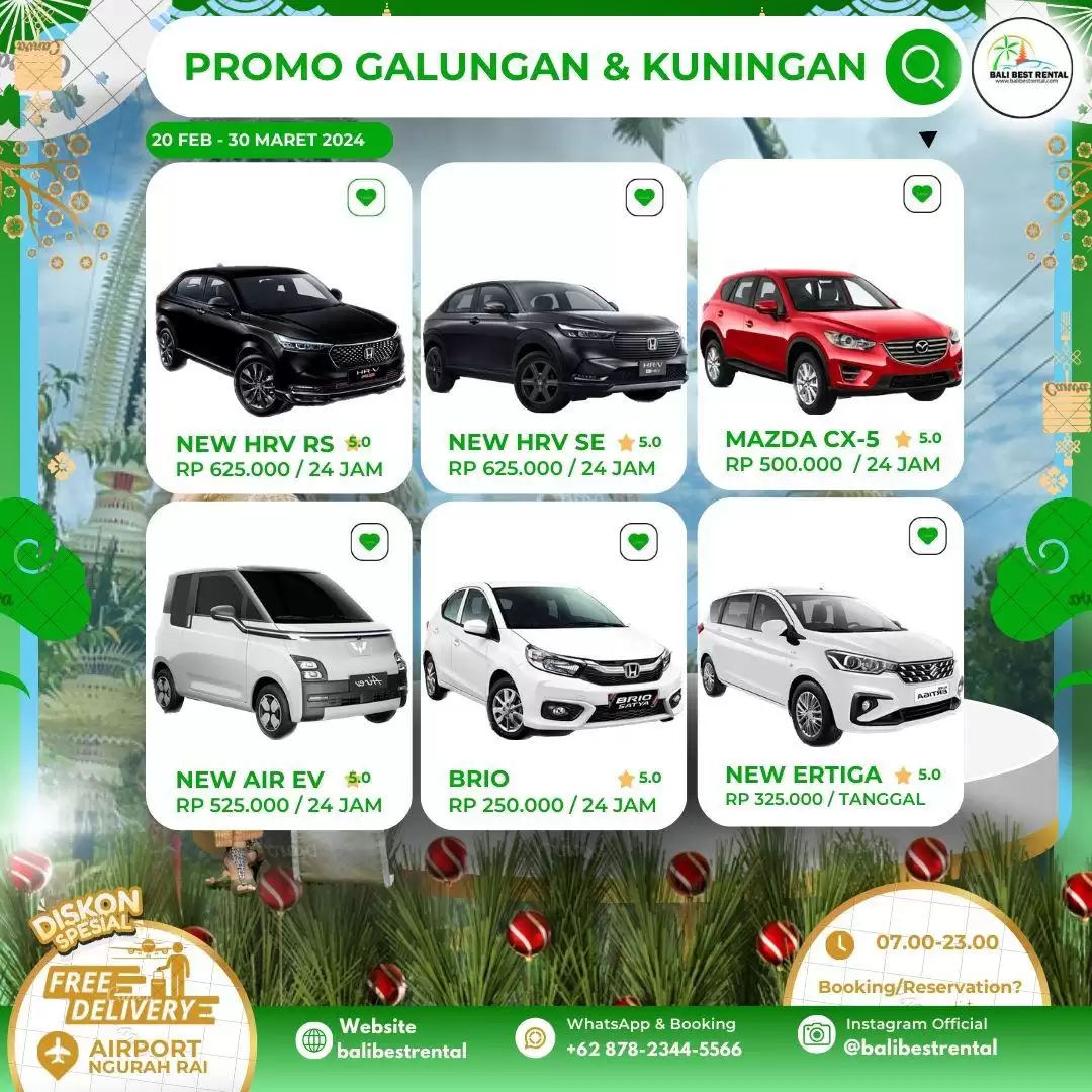 PROMO Sewa Mobil Lepas Kunci SPECIAL Hari Raya Galungan & Kuningan 2024