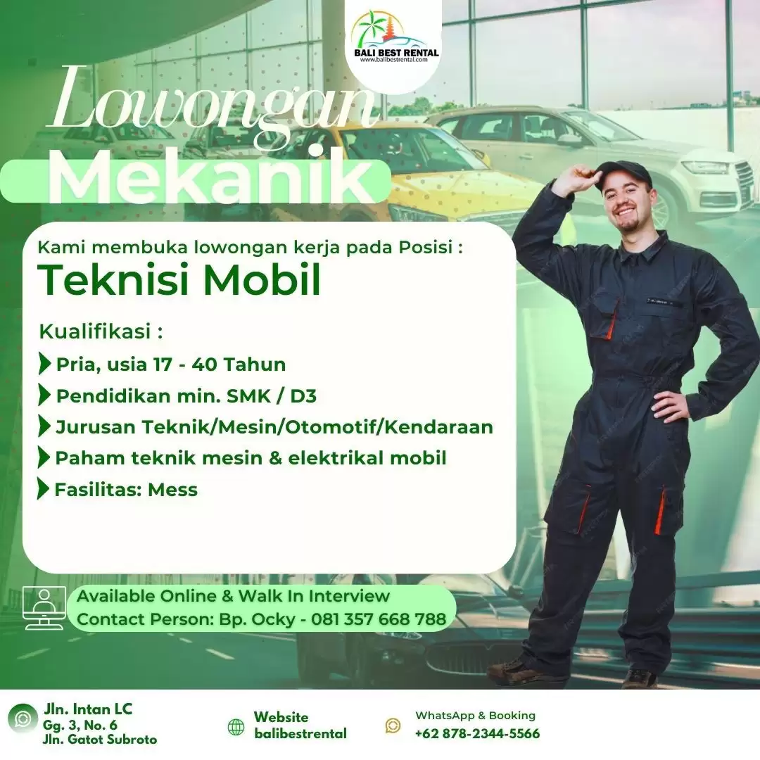 Lowongan Pekerjaan Mekanik di Bali - Sewa Mobil Matic Manual