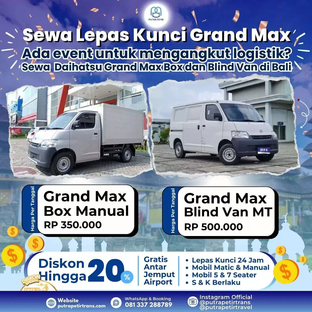 Sewa Mobil Grand Max Box dan Grand Max Blind Van logistik lebaran di Bali