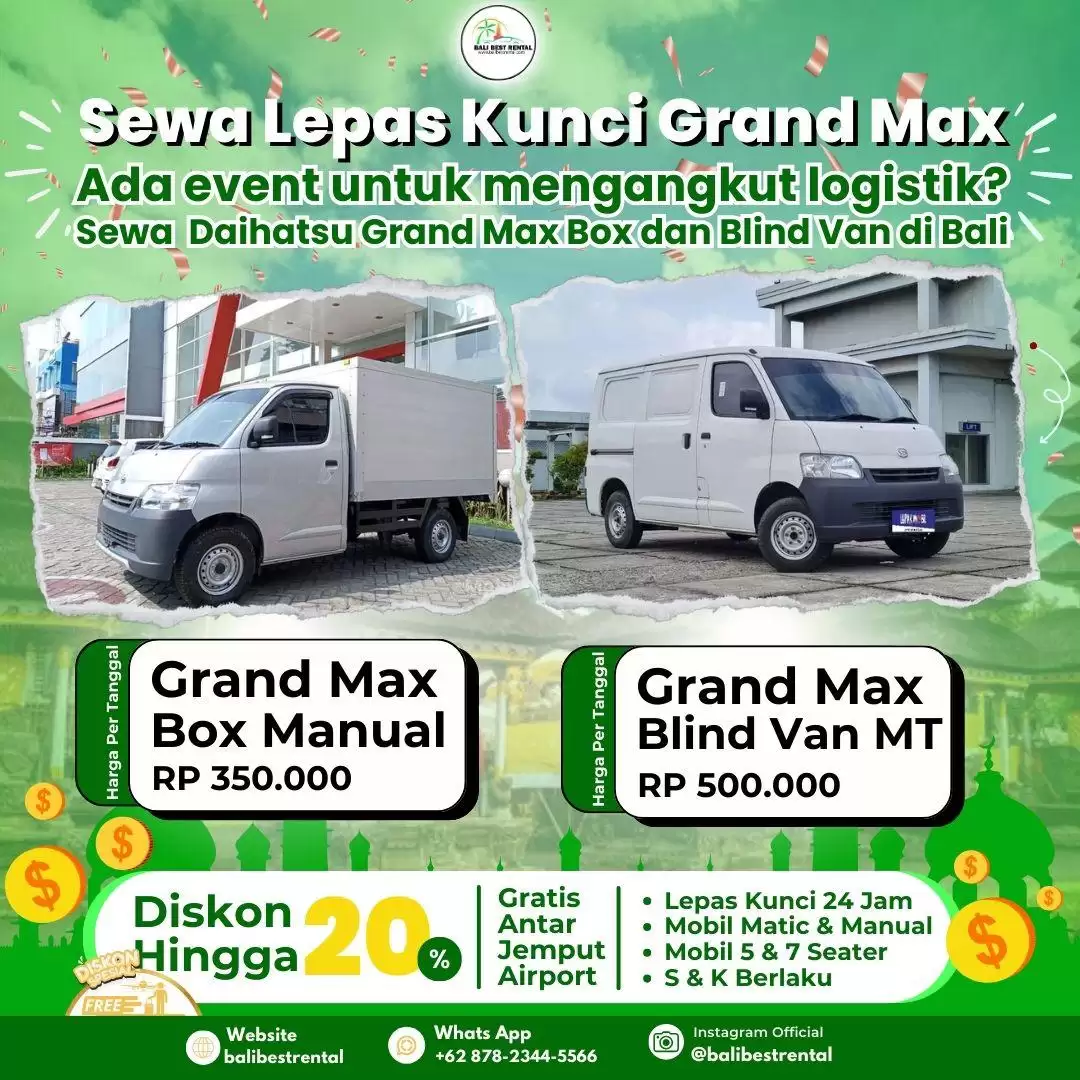 Sewa Mobil Grand Max Box dan Grand Max Blind Van logistik lebaran di Bali