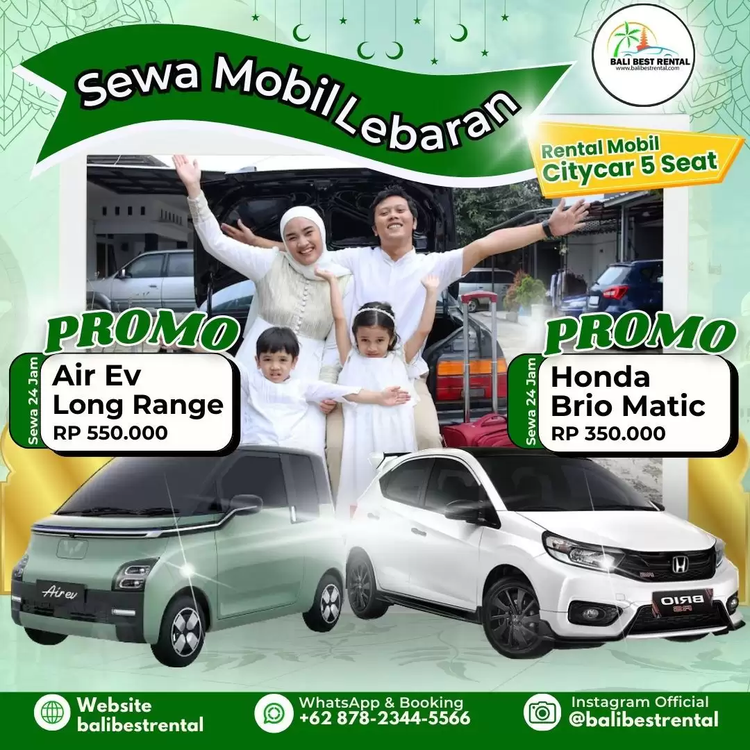 Hari Raya Lebaran sudah H-4 nih, saatnya sewa kendaraan untuk mengajak keluarga pergi silahturahmi dan jalan jalan di Bali