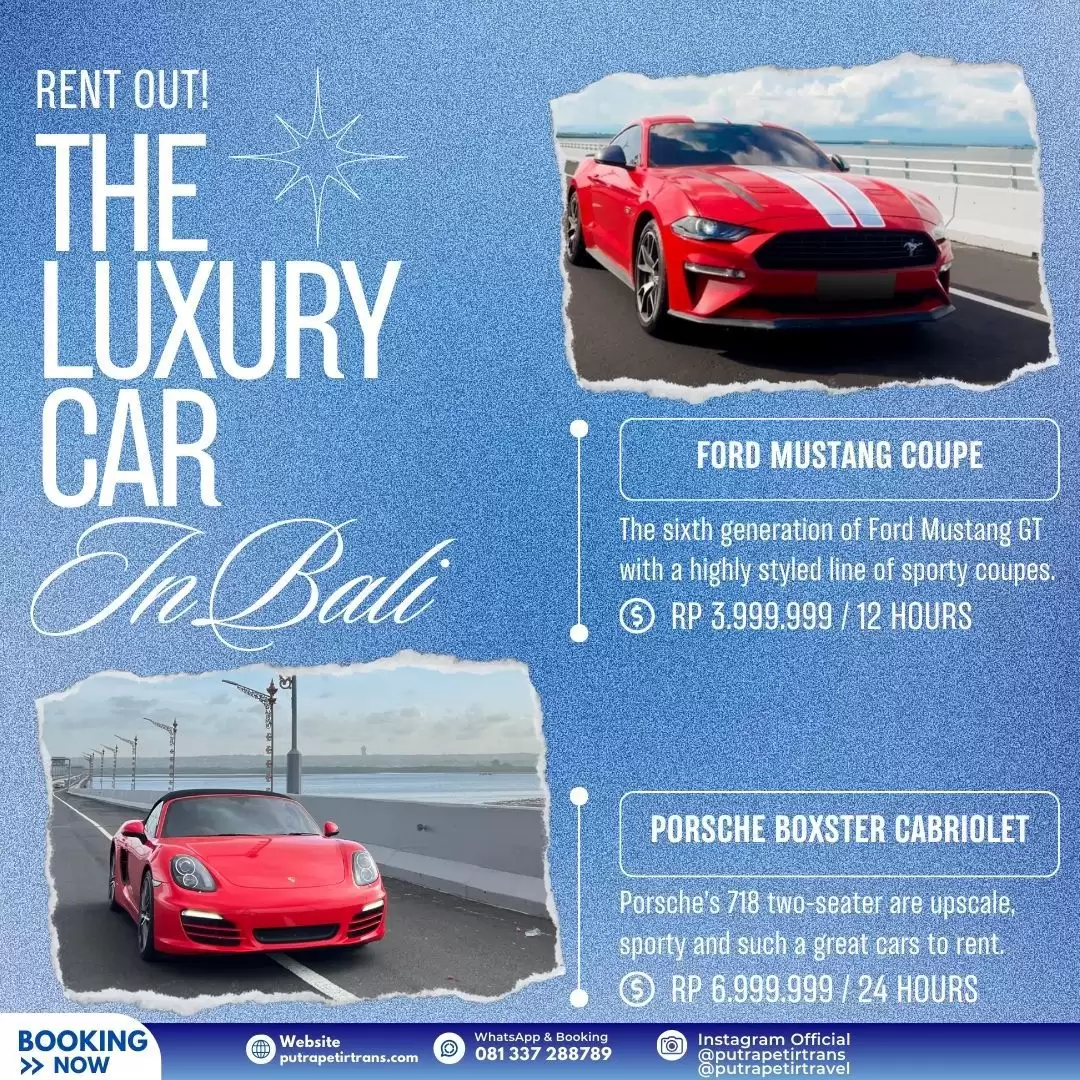 Ford Mustang GT & Porsche Boxter, now available for rent In Bali