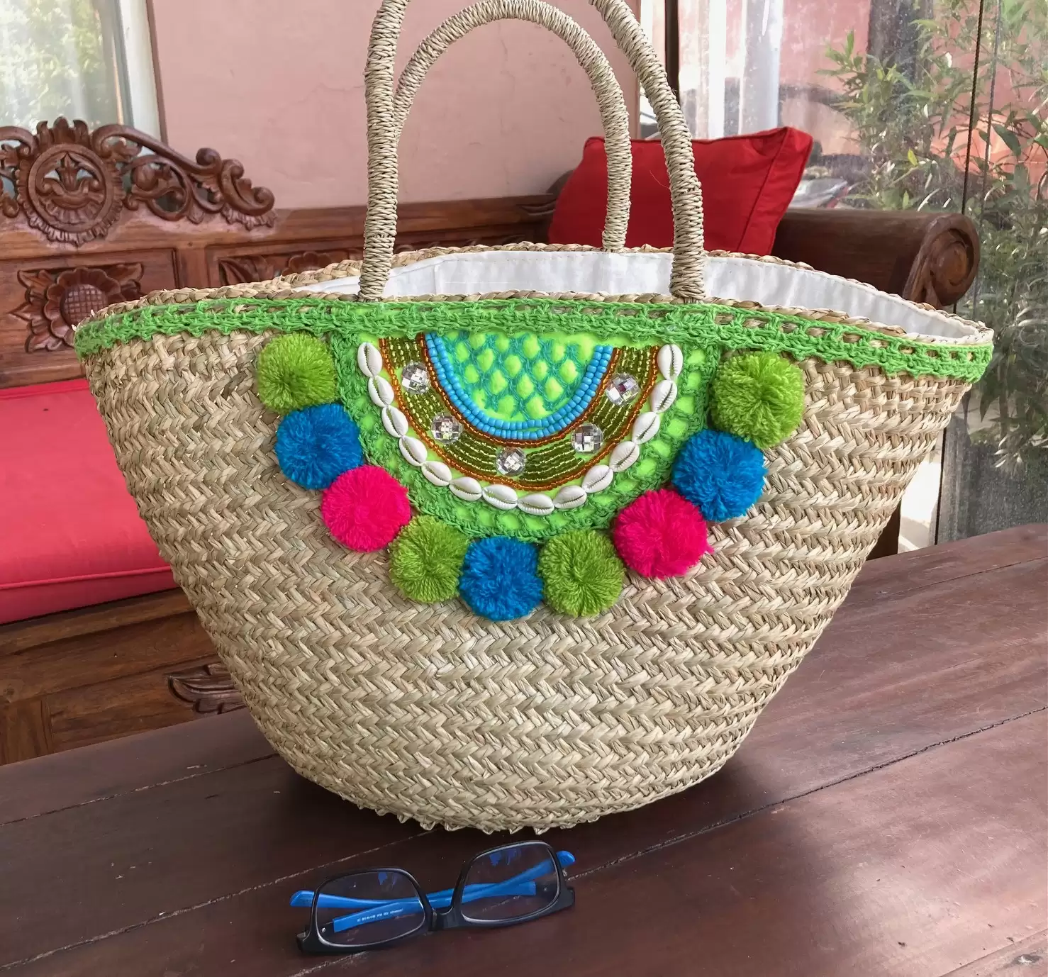 Half Moon Pompom Bag