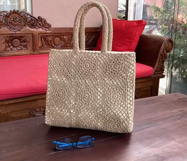 Square Pandanus Knitting Bag