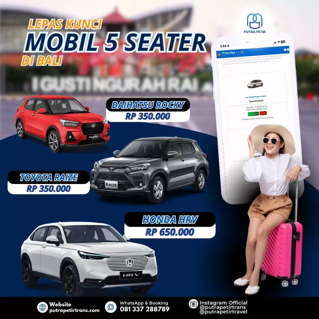 Sewa mobil Toyota Raize, Rocky, Honda HRV  Lepas Kunci Bali