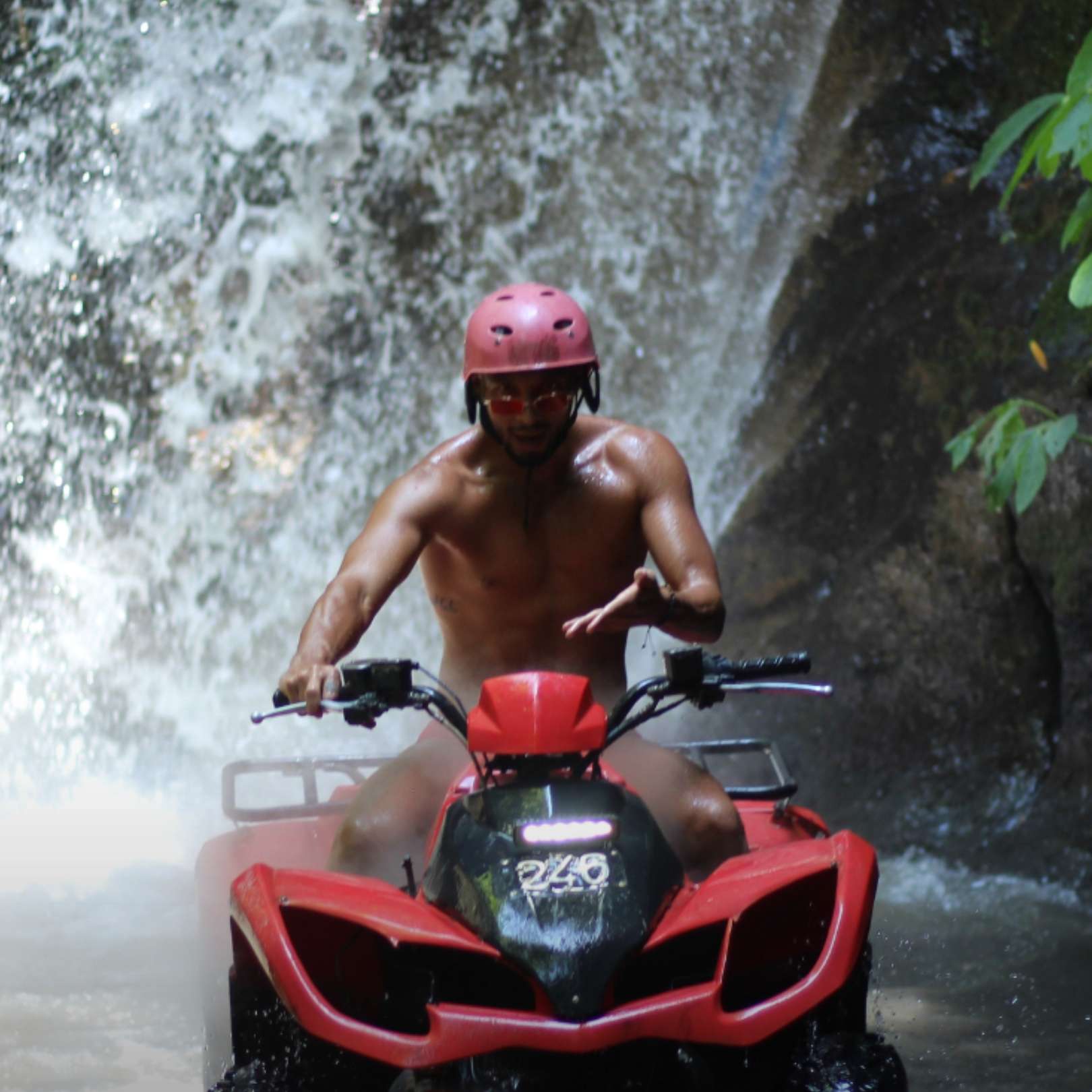 Kuber ATV Quad Bike Through Waterfall And Tunnel