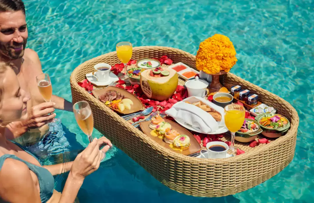 Ayana Resort and Spa - A Floating Breakfast with an Ocean View
