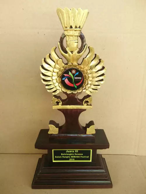 Badminton Trophy with Balinese Carving