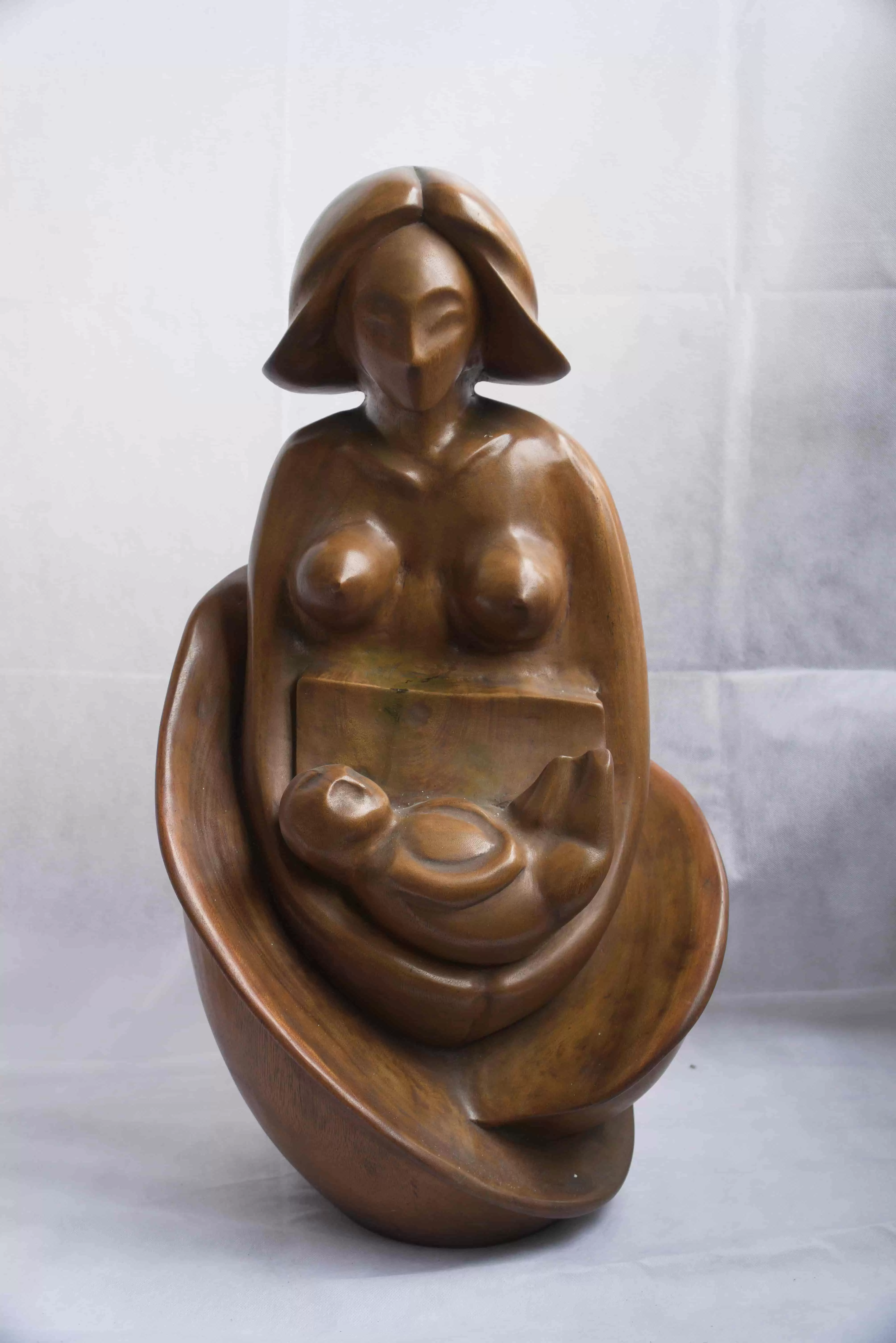 Bali Wooden Sculpture - Motherhood1