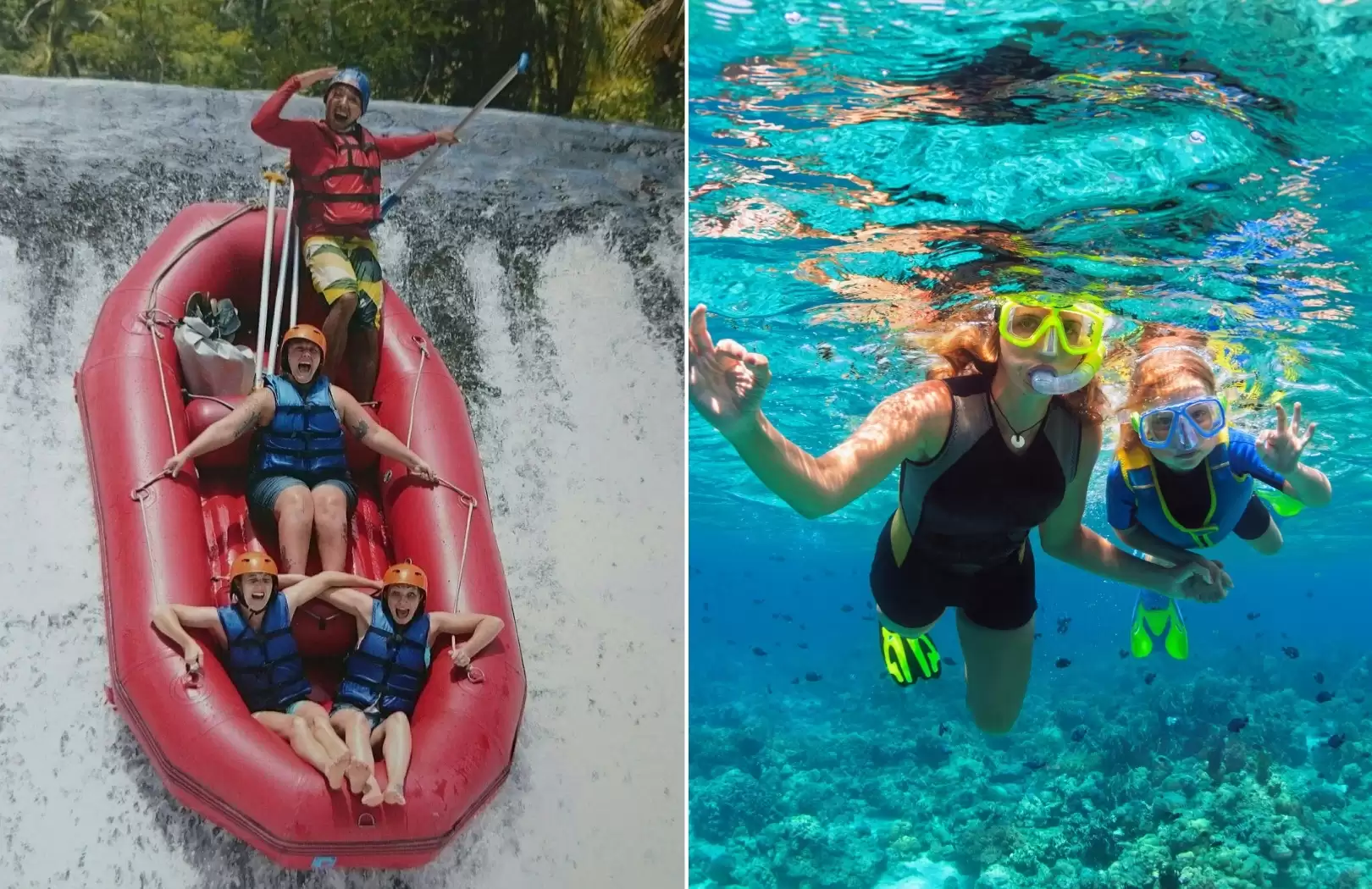 Bali White Water Rafting with No Stairs & Blue Lagoon Snorkeling Tour