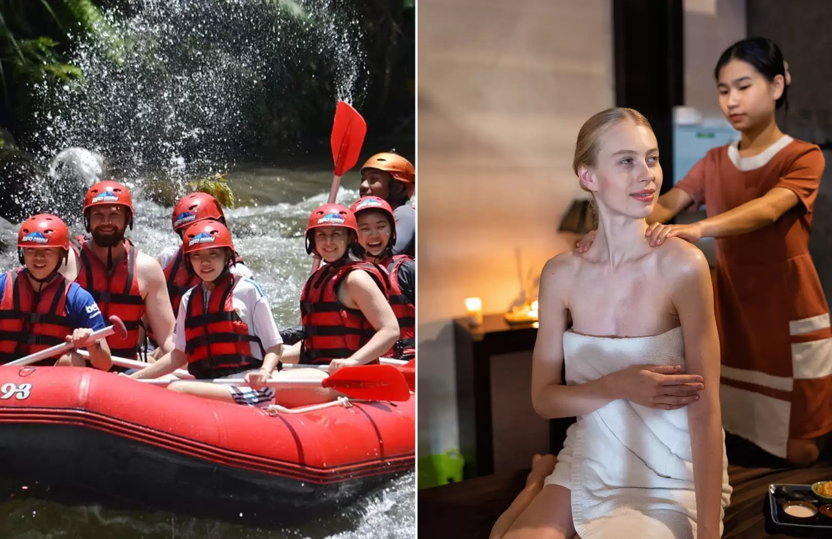 Bali White Water Rafting with No Stairs and Balinese Spa Package Tour