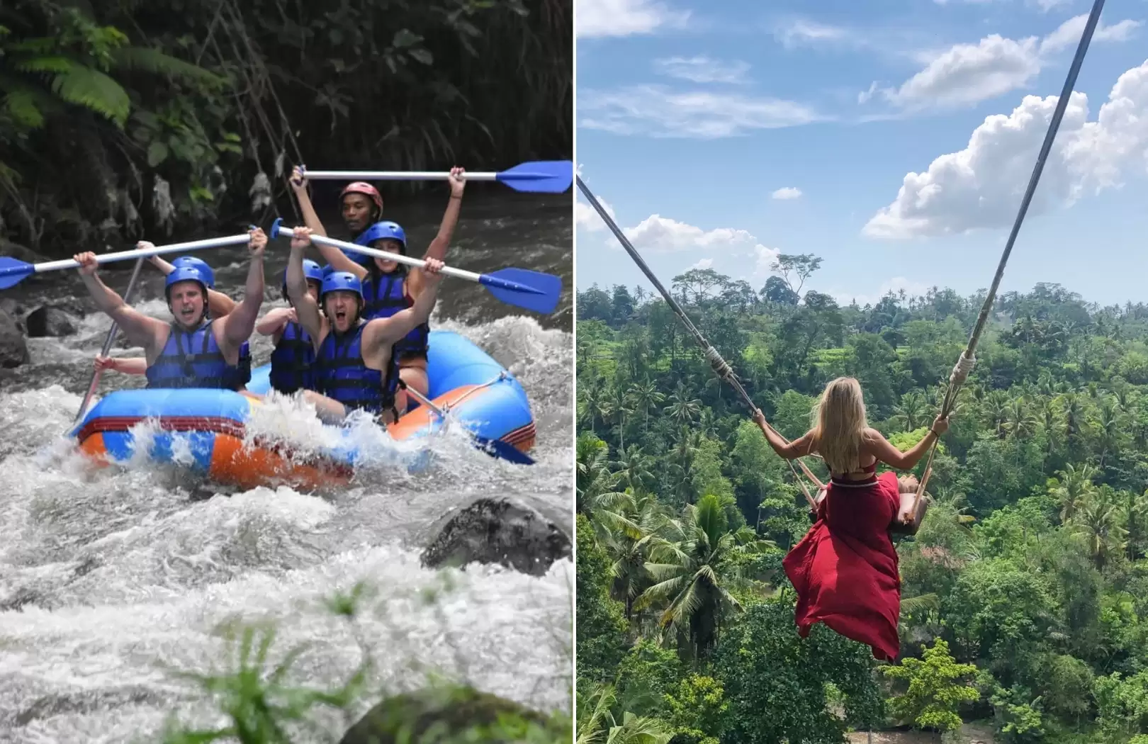 Bali White Water Rafting with No Stairs and Bali Jungle Swing Experience Tour