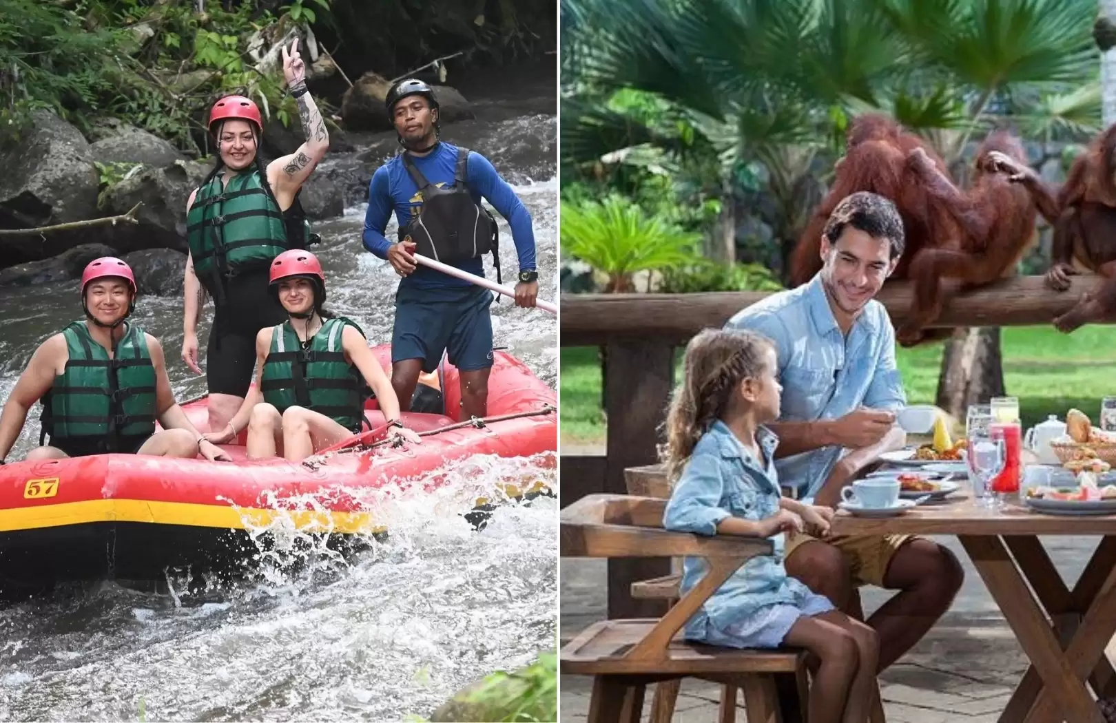 Bali White Water Rafting with No Stair and Breakfast with The Orangutan Tour