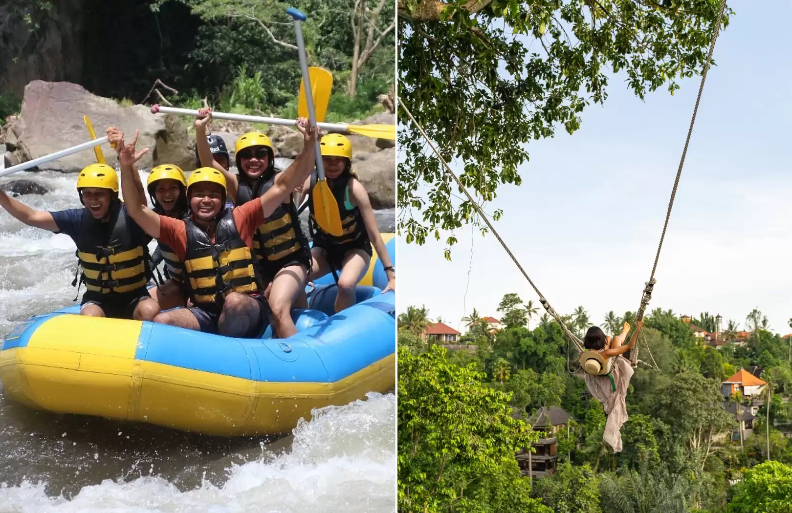Ubud Jungle Swing and Ayung River White Water Rafting Tour