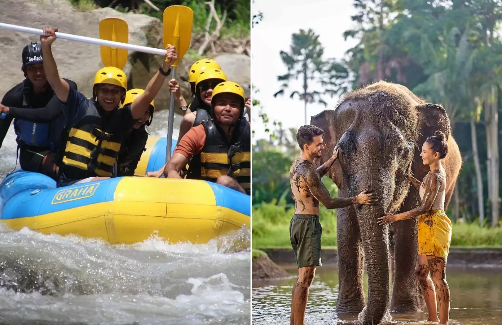 Ayung River White Water Rafting and Elephant Mud Fun Tour at Bali Zoo
