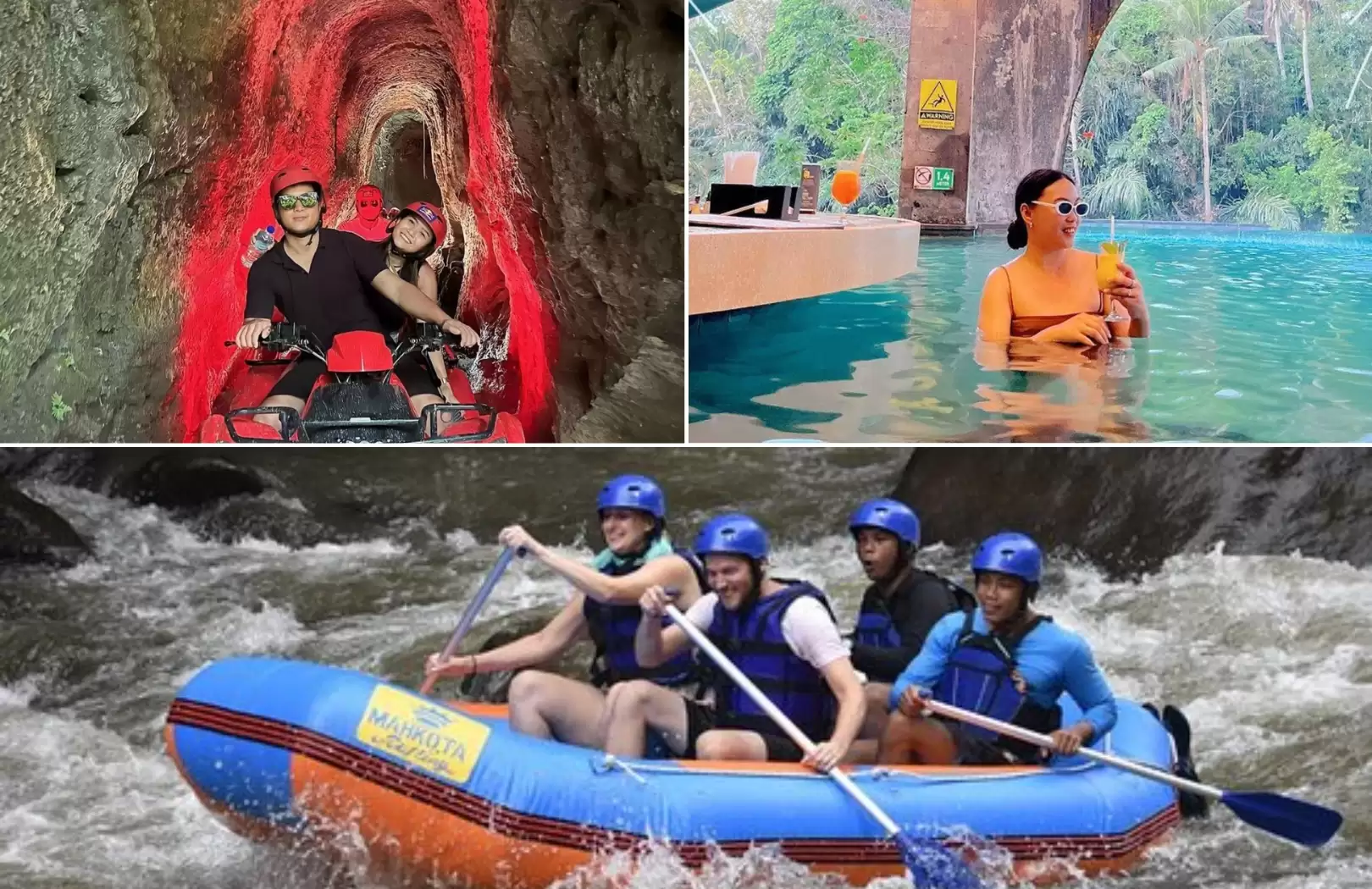 Ubud Bali White Water Rafting at Ayung River, Bali Quad Bike, and Tlaga Singha Infinity Pool Bar Tour