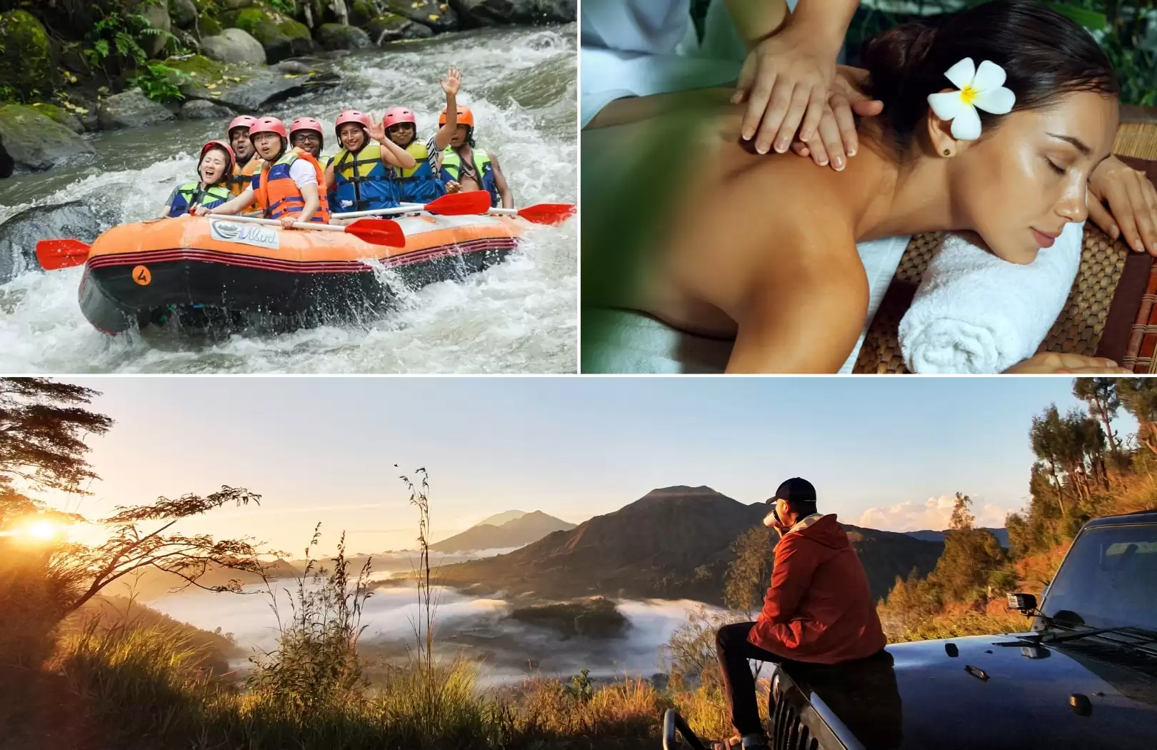 Bali Sunrise Jeep, Ayung River Rafting & Balinese Spa Experience – Full-Day Adventure & Relaxation Tour
