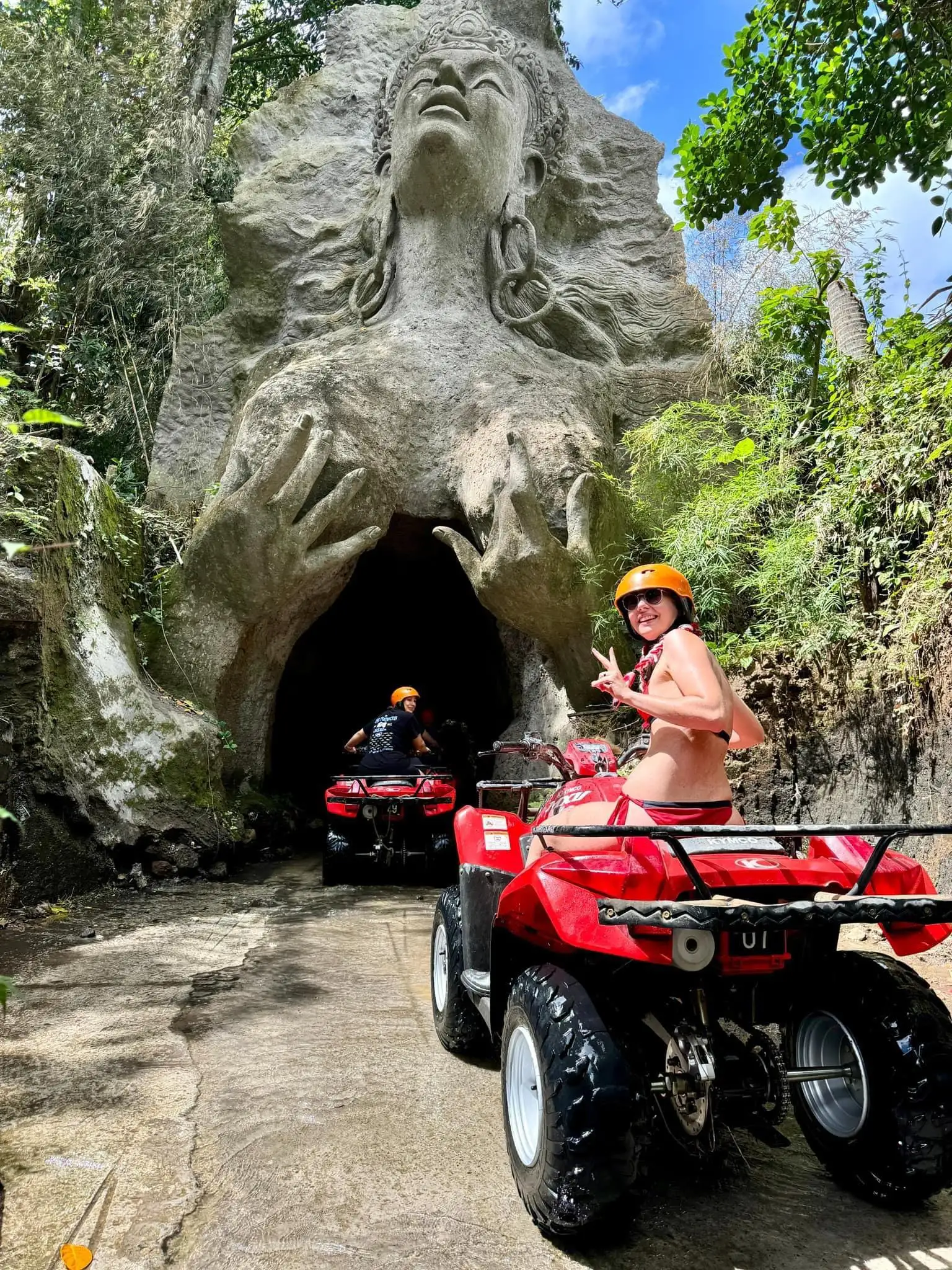 Bali Quad Bike Tour Through Legong Cave, Waterfall & River Valley