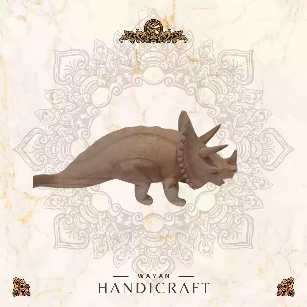 Wooden Triceratops Figurine