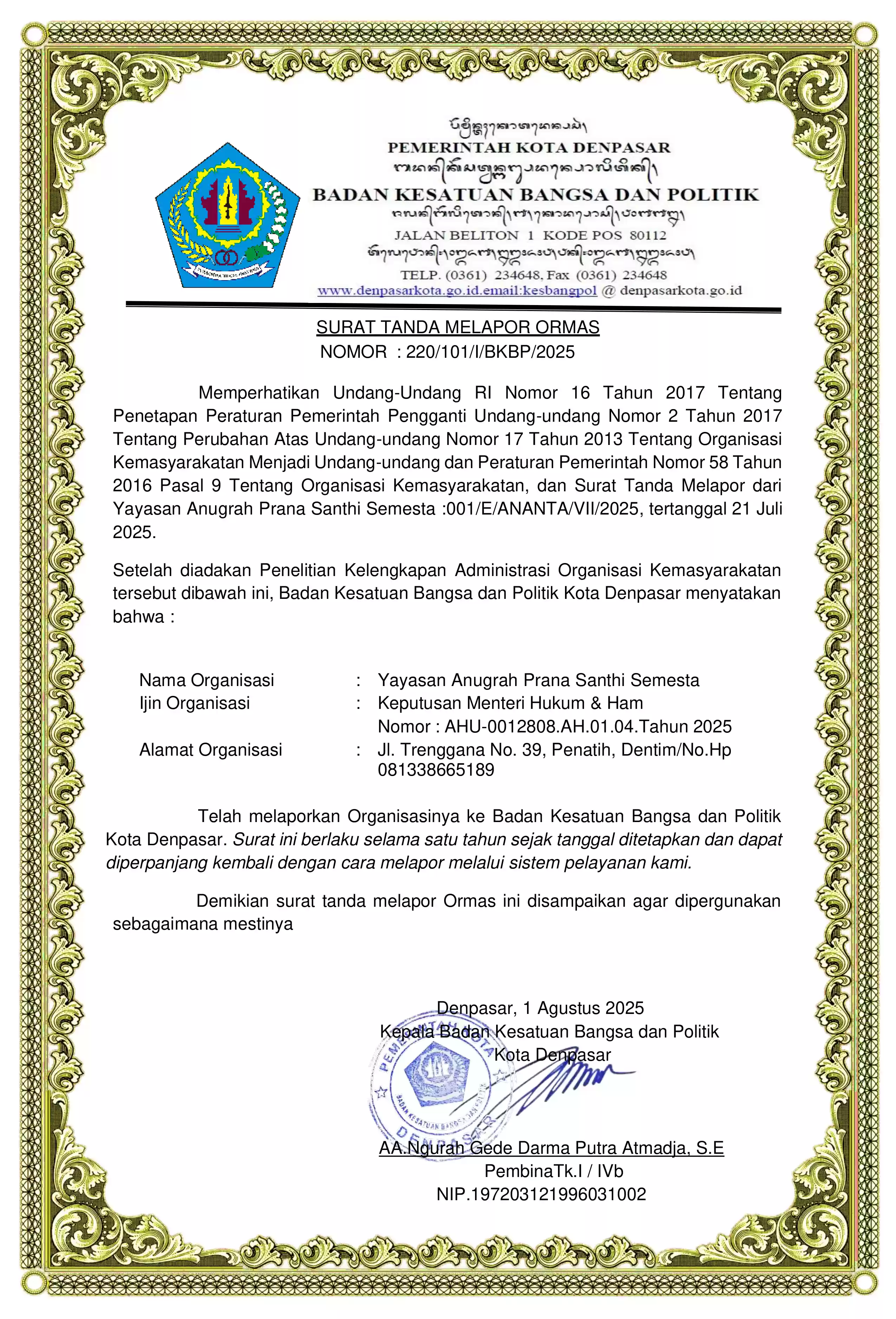 STMO. Yayasan Anugrah Prana Santhi Semesta-1