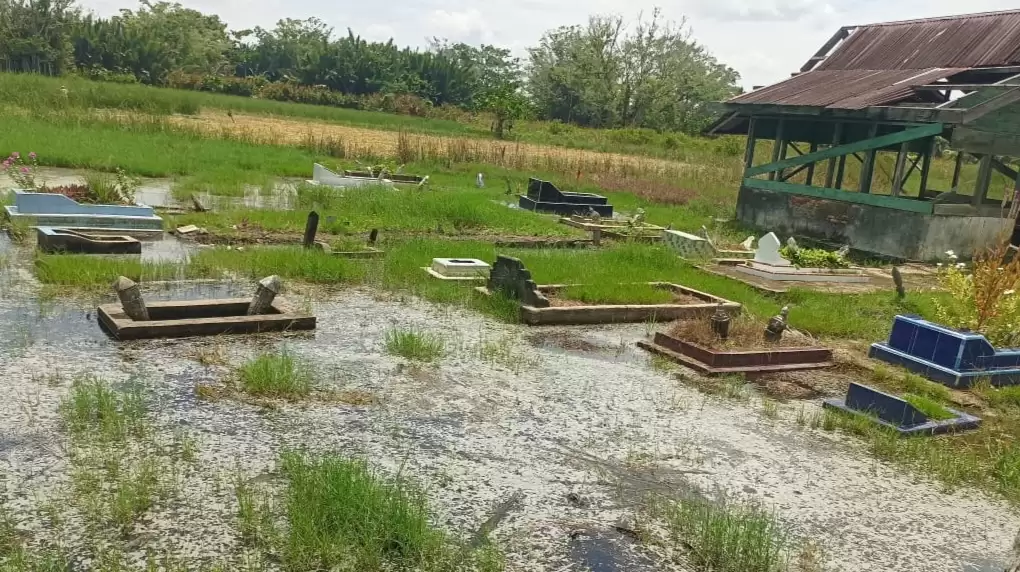 Pesanggrahan dan Pemakaman di Pelabuhan Baru, Bagan Barat Terendam Banjir, Warga Minta Pemerintah Bertindak