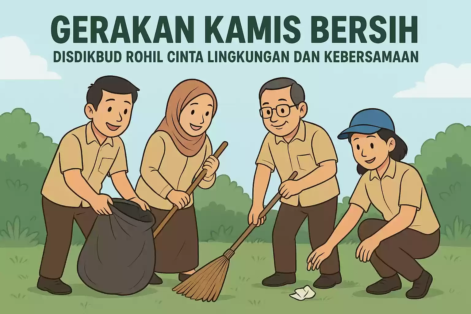Gerakan Kamis Bersih, Disdikbud Rohil Gelar Gotong Royong Bersama