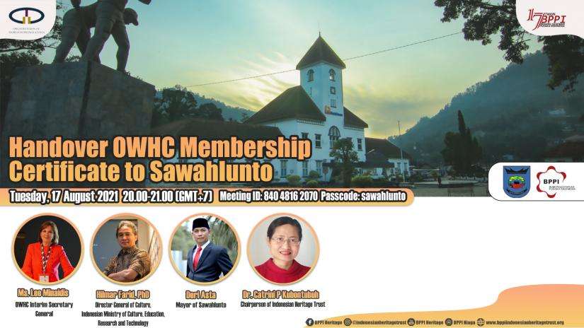 Penyerahan Sertifikat Keanggotaan OWHC untuk Sawahlunto