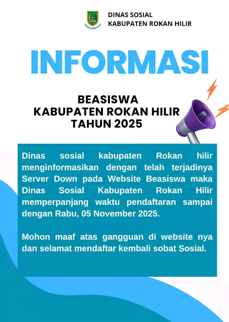Server Down, Dinas Sosial Rohil Perpanjang Waktu Pendaftaran Beasiswa hingga 5 November 2025