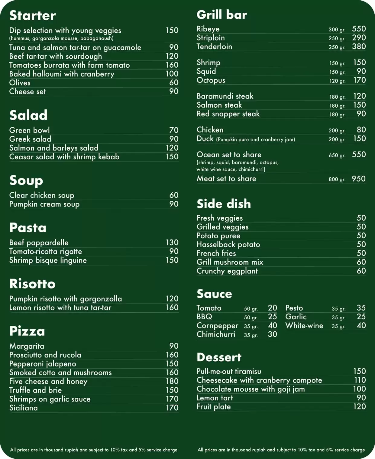 menu