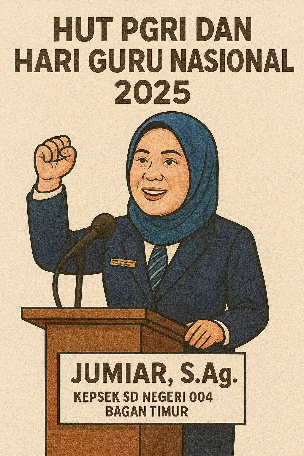 Kepsek SD Negeri 004 Bagan Timur Tekankan Pendidikan Berkarakter di HUT PGRI dan Hari Guru Nasional 2025