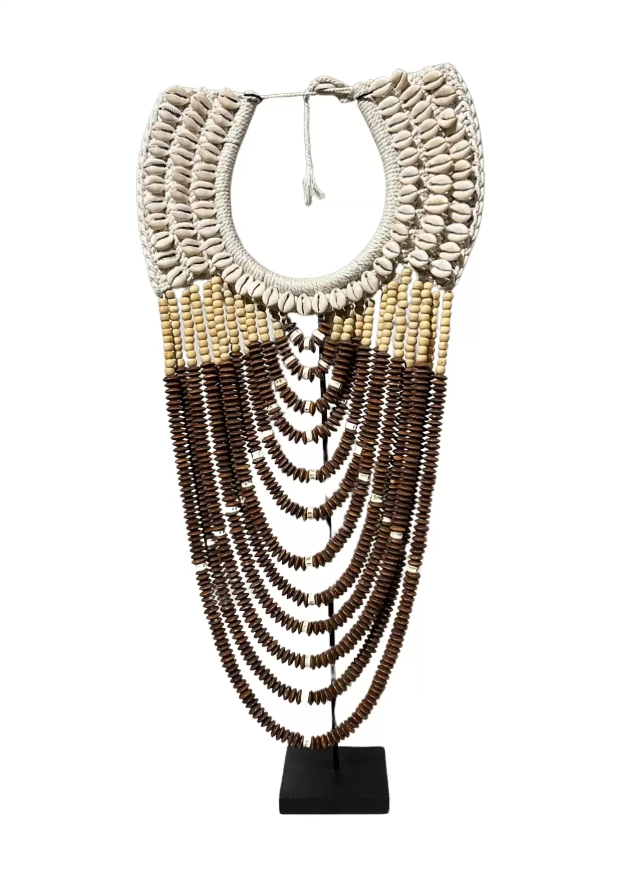 Decorative Beaded Shell Necklace on Stand