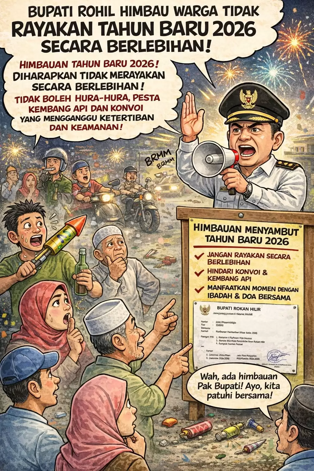 Bupati Rohil Keluarkan Himbauan Sambut Tahun Baru 2026, Warga Diminta Tidak Rayakan Secara Berlebihan