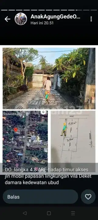 Tanah Premium di Pusat Ubud Dekat Hotel dan Area Wisata