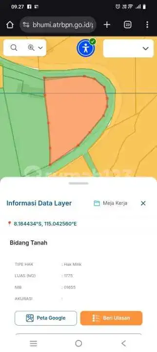 Tanah View Laut di Jalan Aspal Kayuputih Cocok untuk Villa atau Resort Kecil