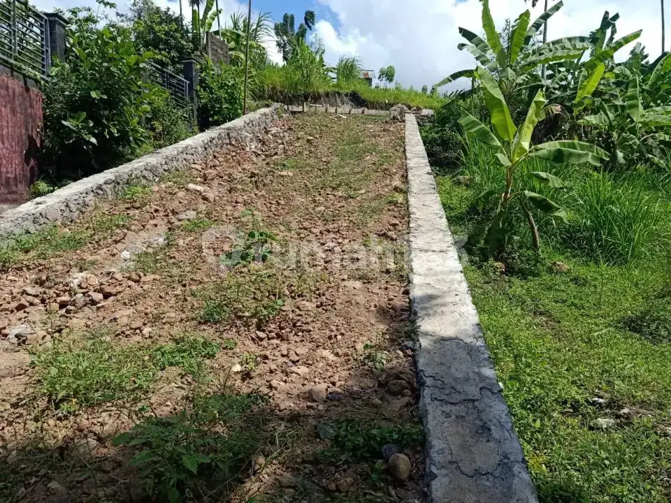 Tanah Dengan Pemandangan Sawah Terasering Dan Pegunungan Di Jalan Aspal Karangasem