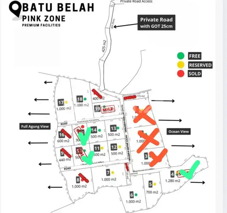 Tanah Premium 4 -12 Are dengan View Laut dan Gunung Agung di Amed Karangasem Bali