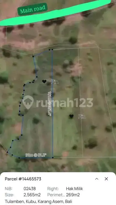 Tanah dengan Pemandangan Laut Dekat Tulamben, Karangasem, Cocok untuk Investasi