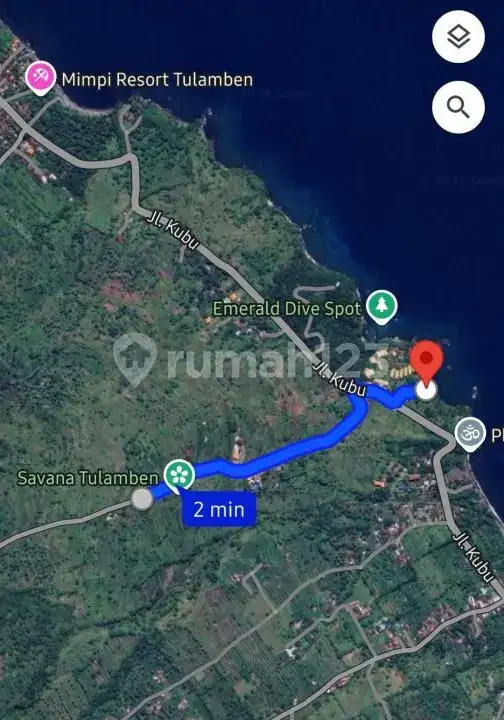 Tanah dengan Pemandangan Laut Dekat Tulamben, Karangasem, Cocok untuk Investasi