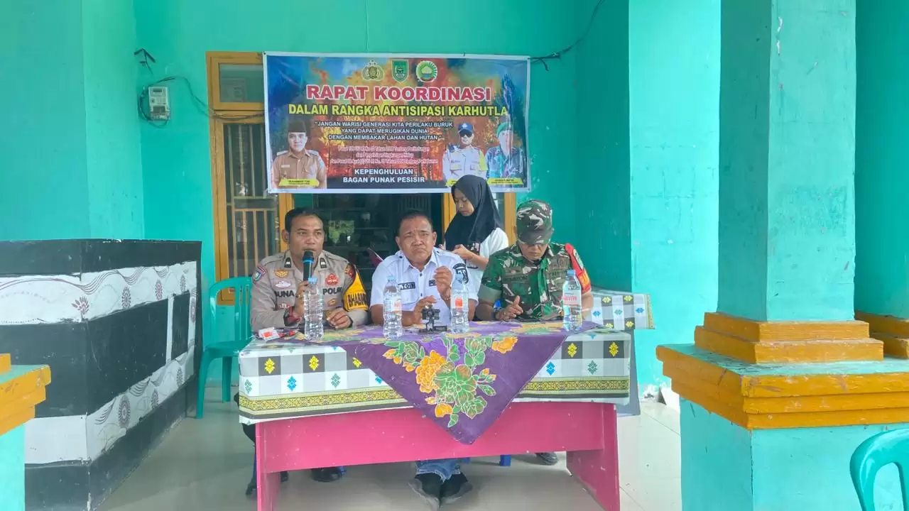 Polsek Bangko Gelar Rapat Koordinasi Penanganan Karhutla di Kepenghuluan Bagan Punak Pesisir