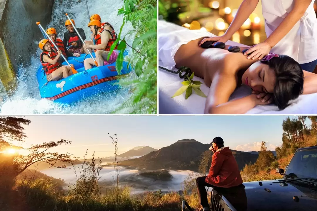 Mount Batur Sunrise Jeep, Ayung River Rafting & Balinese Spa Escape