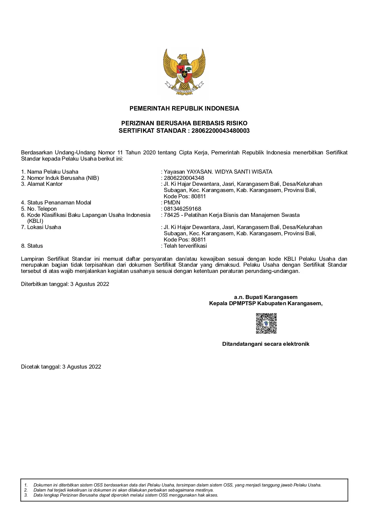NIB IZIN Pendidikan Bahasa Jepang