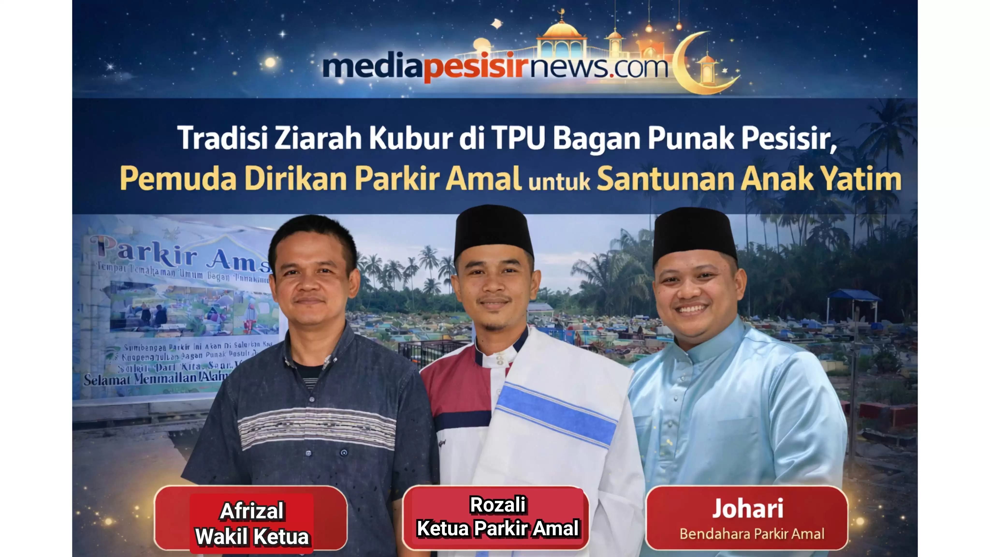 Tradisi Ziarah Kubur di TPU Bagan Punak Pesisir, Pemuda Dirikan Parkir Amal untuk Santunan Anak Yatim