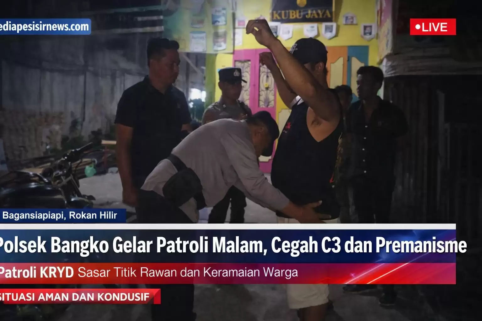 Polsek Bangko Intensifkan Patroli Malam, Antisipasi C3 dan Gangguan Kamtibmas