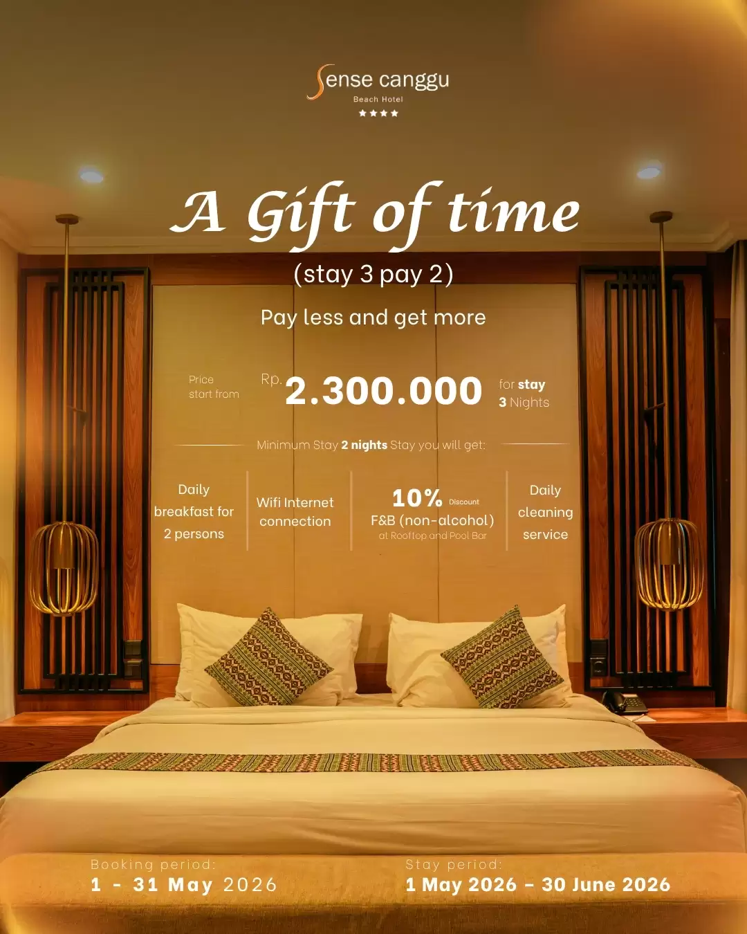 Gift of Time: Stay 3 Pay 2 Special Offer at Sense Canggu