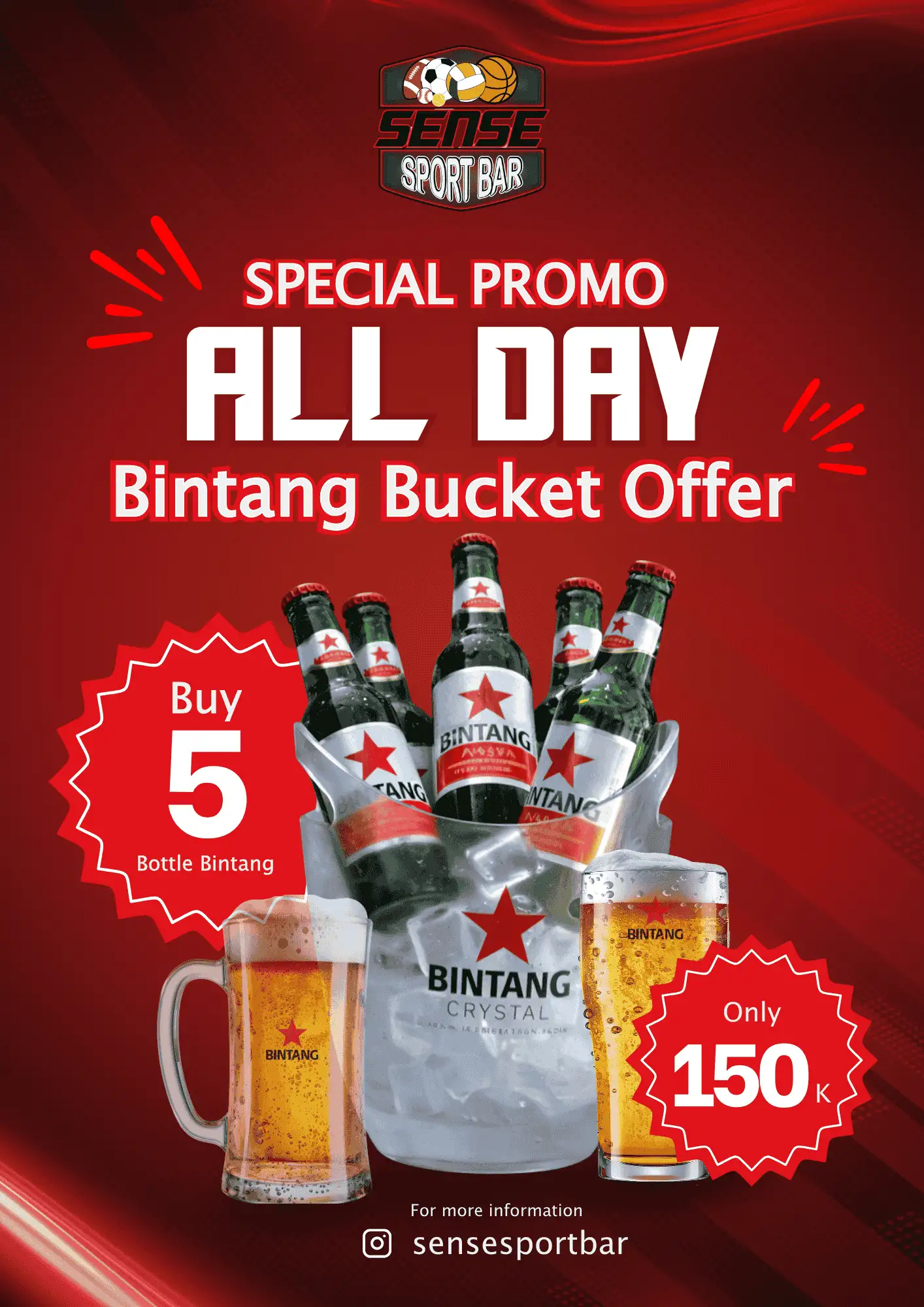 Bintang Bucket Offer at Sense Sport Bar