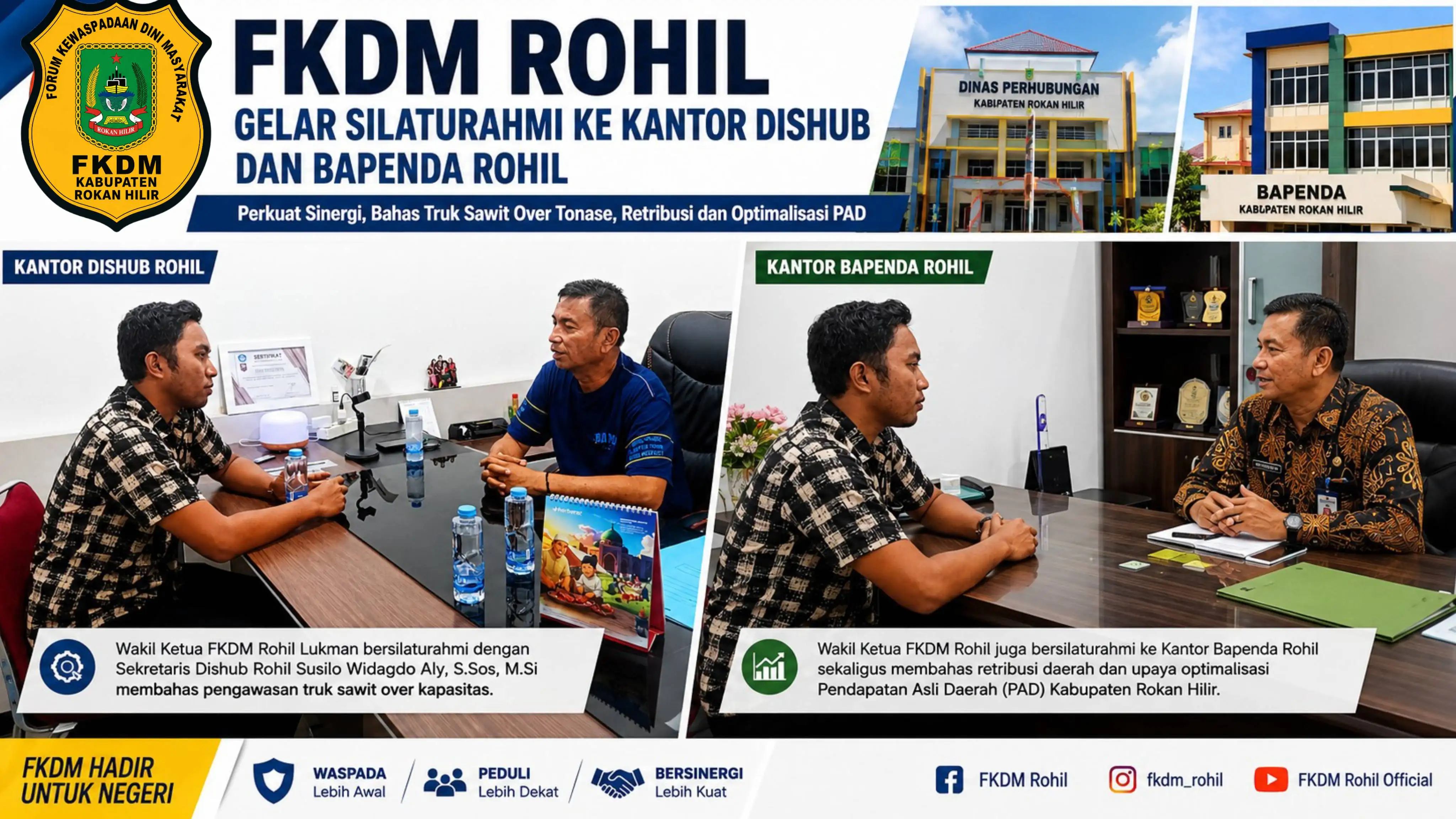 FKDM Rohil Gelar Silaturahmi ke Dishub dan Bapenda, Bahas Truk Sawit Over Tonase hingga Optimalisasi PAD